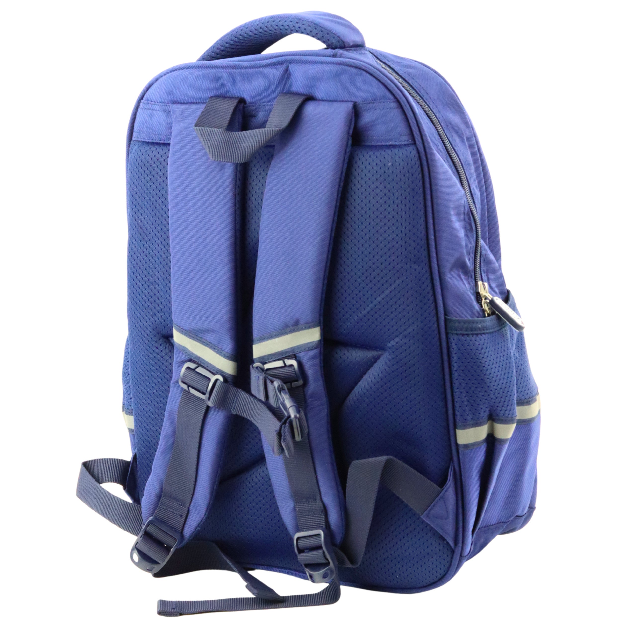 School Backpack With Patch Chest Strap Navy Blue 20l