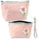 Pencil Case Cosmetic Bag Bow Shiny Dots Powder Pink 23x16cm