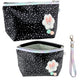 Pencil Case Cosmetic Bag Bow Shiny Dots Black 23x16cm