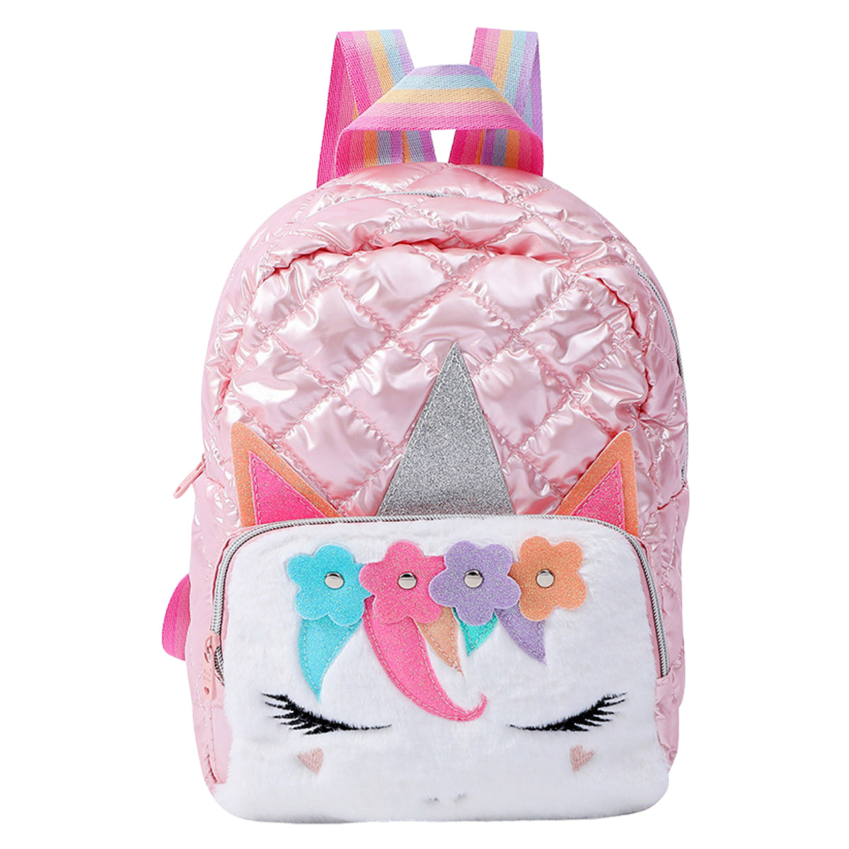 Children's Quilted School Backpack Unicorn Yellow 32cm