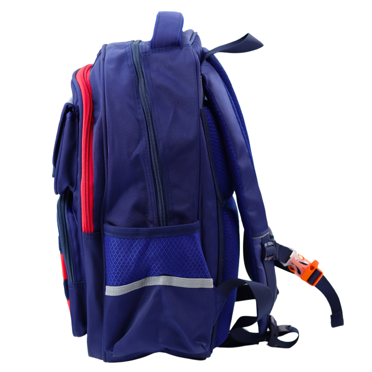 Detský školský batoh hrudný popruh tmavomodrý červený priestor 20l 38cm