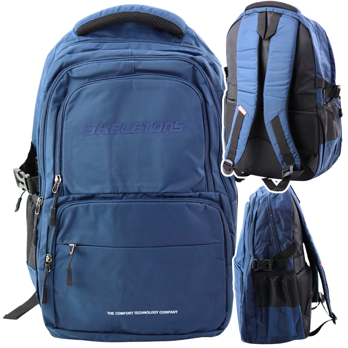 Funkcjonalny plecak miejski 9 kieszeni granatowy 35l 48cm