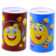 Metal Piggy Bank Emoticons Blue Brown 13 X 8cm