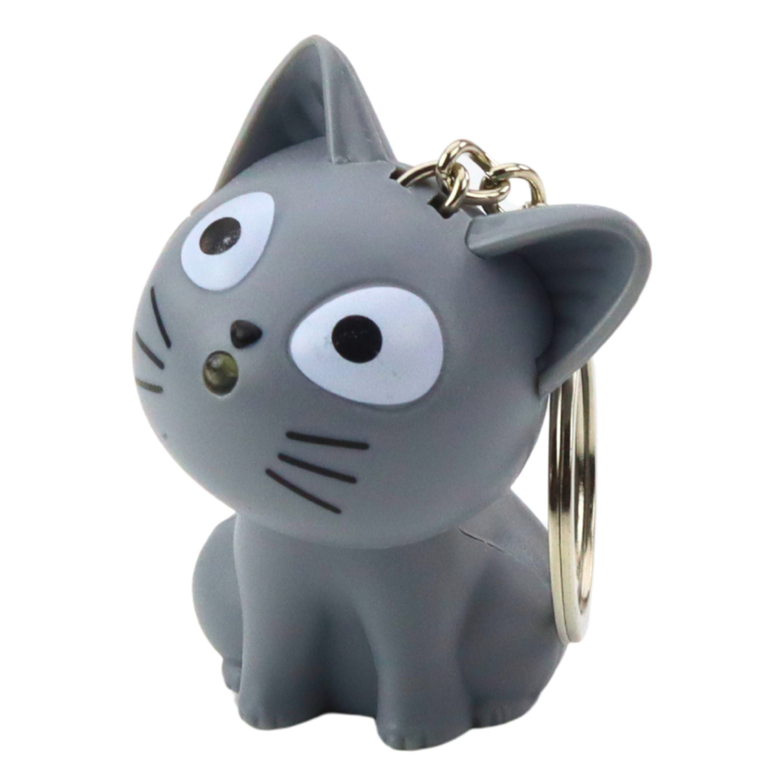 Backpack Keychain Kitten Led Flashlight Sounds Gray