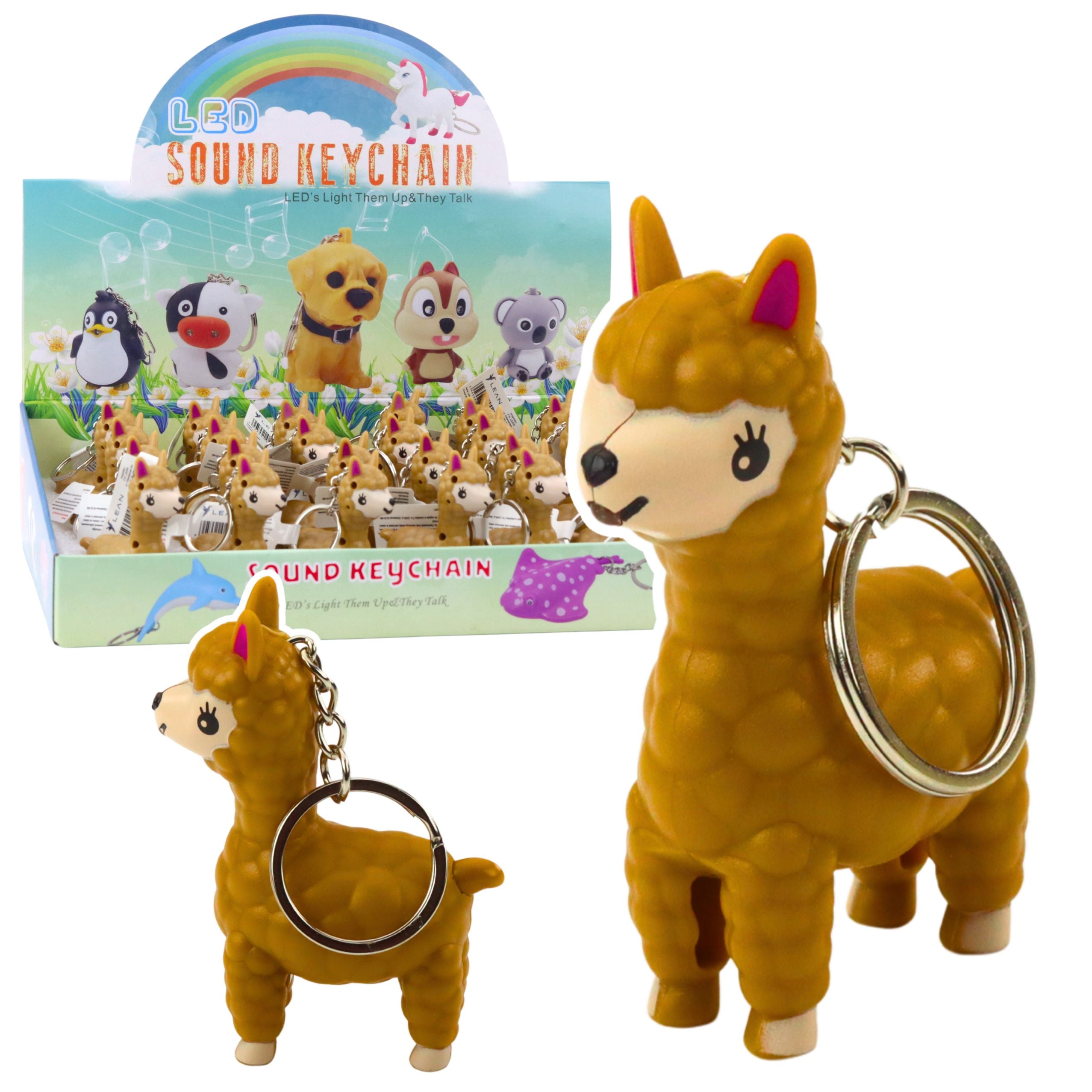 Backpack Keychain Llama Alpaca Led Flashlight Sounds