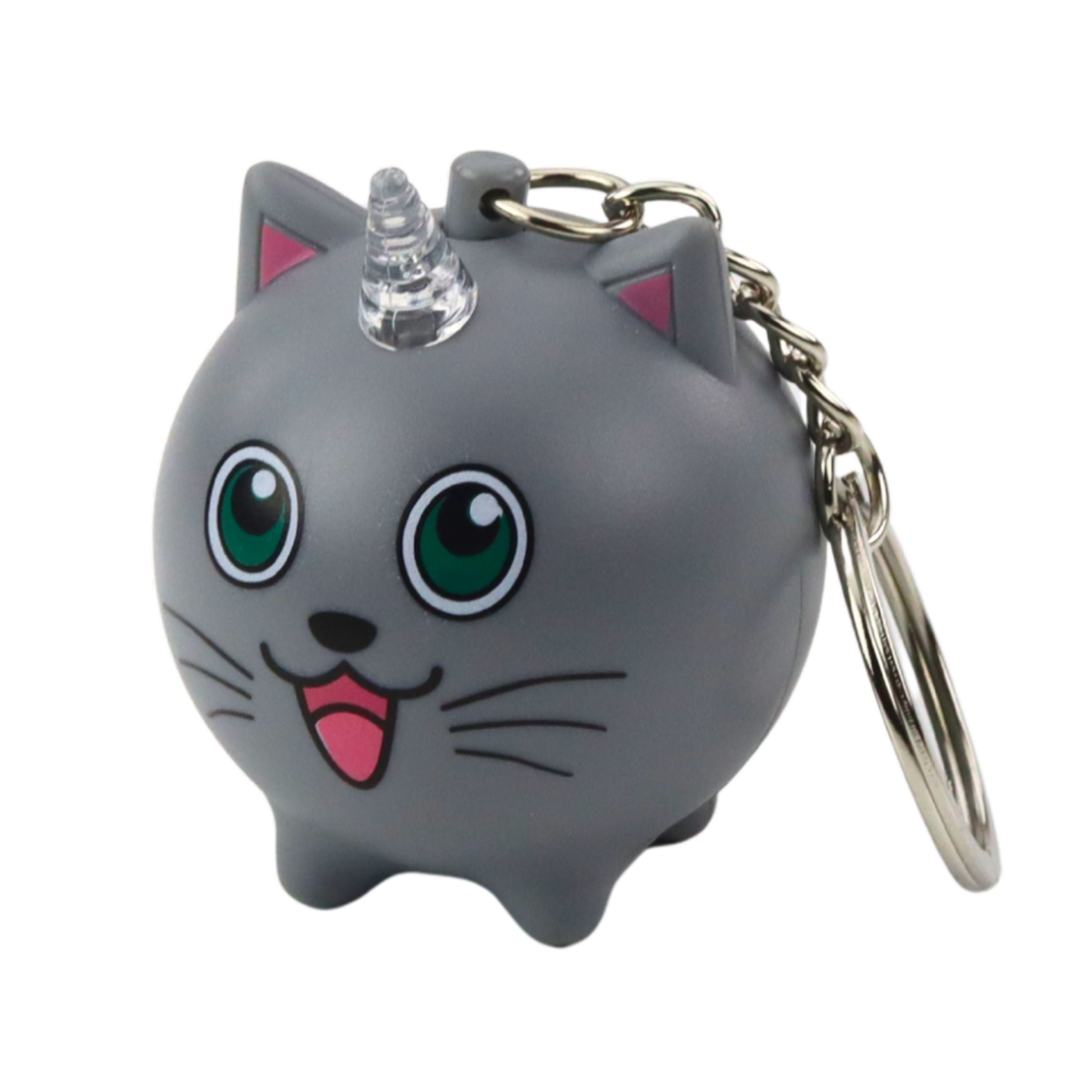 Backpack Keychain Kitten Unicorn Horn Led Sounds Gray