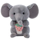 Mascote de pelúcia fofinho elefante com morango cinza 23cm