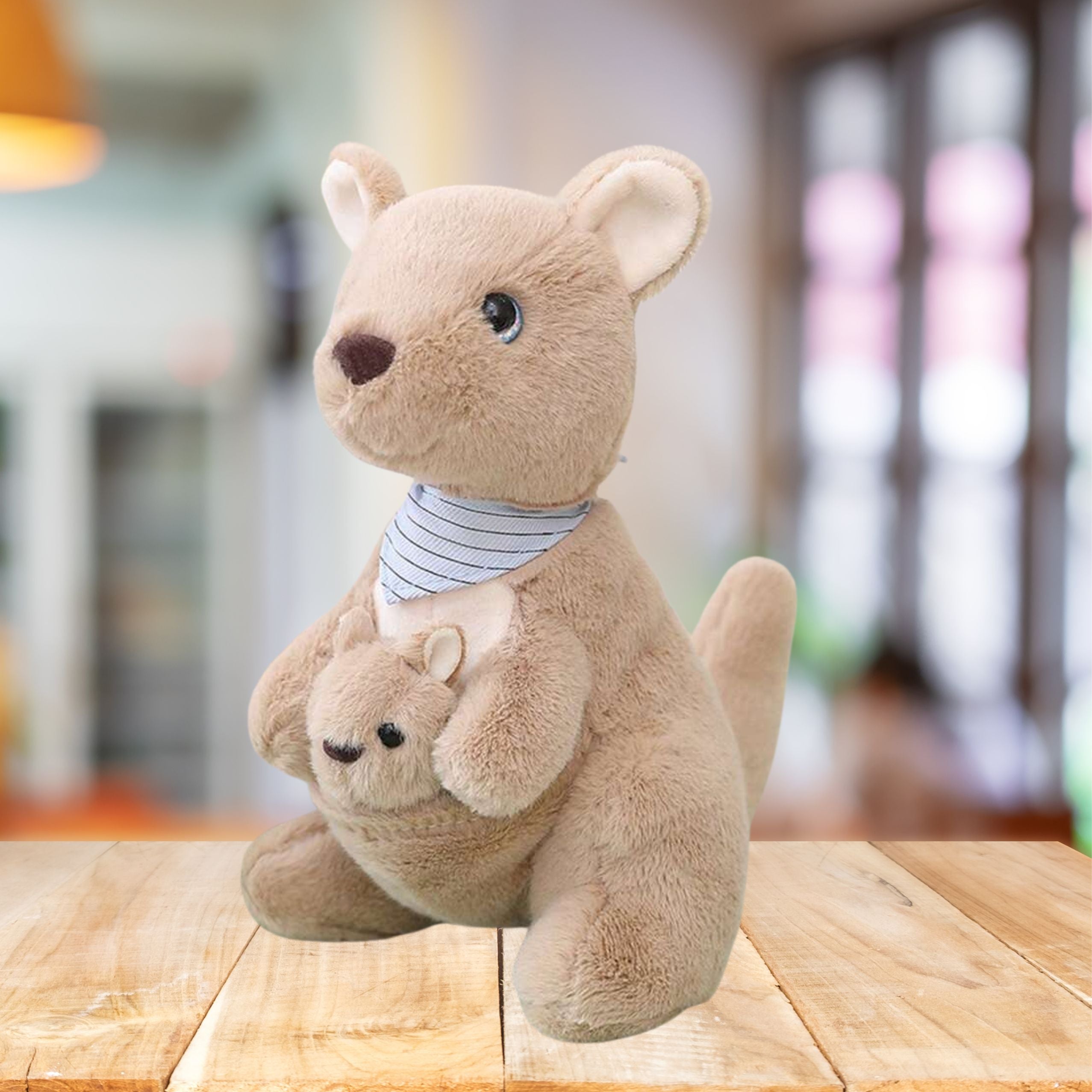 Plush Mascot Cuddly Toy Kangaroo With Cub 23cm