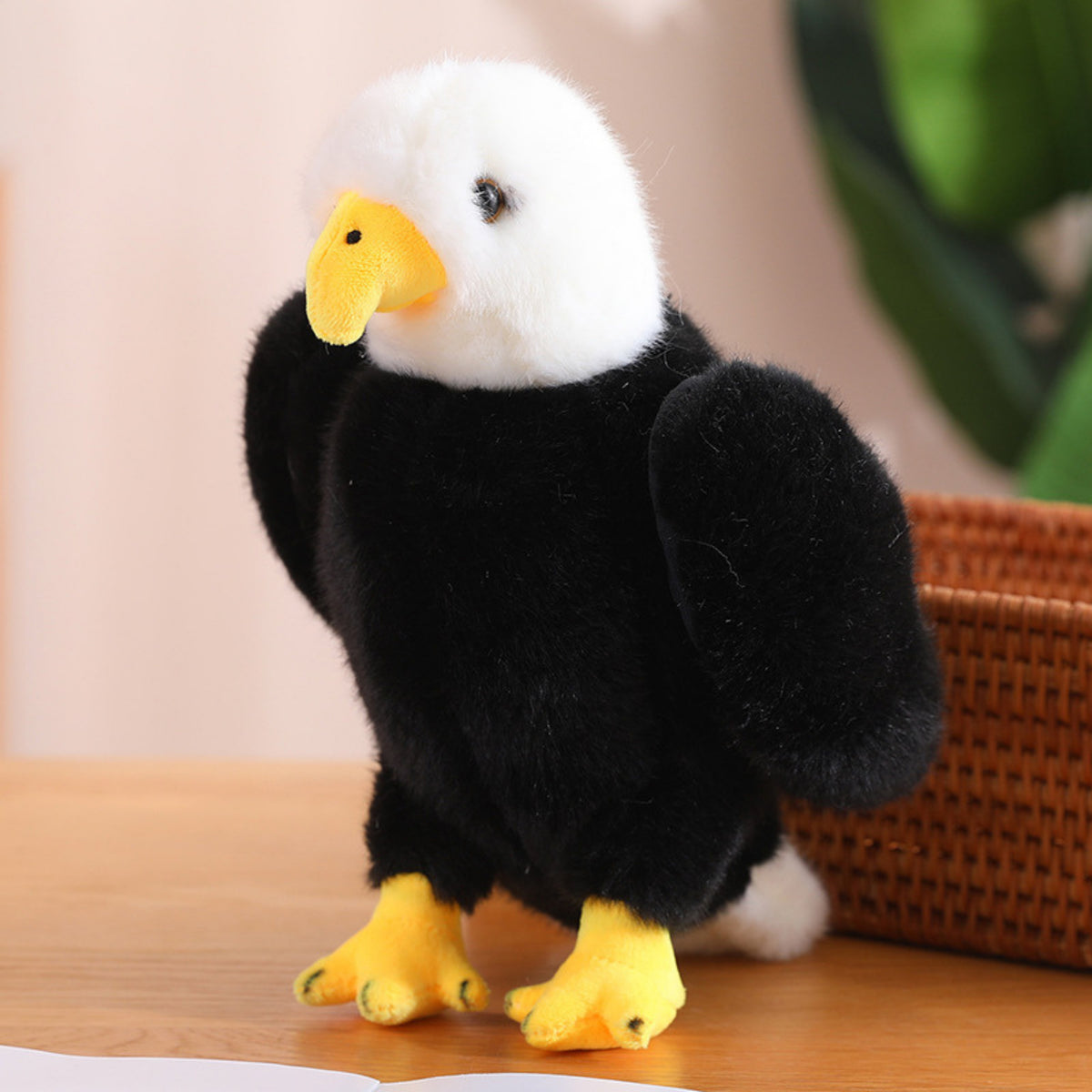 Plush Eagle Bird Plush Toy Mascot Cuddly Toy Black And White 25cm