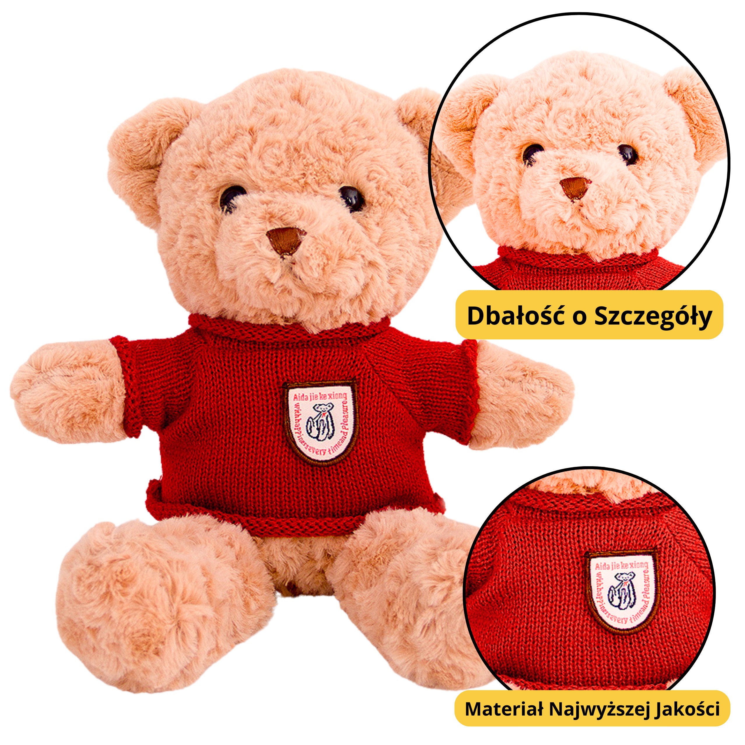 Plush Mascot Cuddly Toy Teddy Bear Beige Red Sweater 40cm
