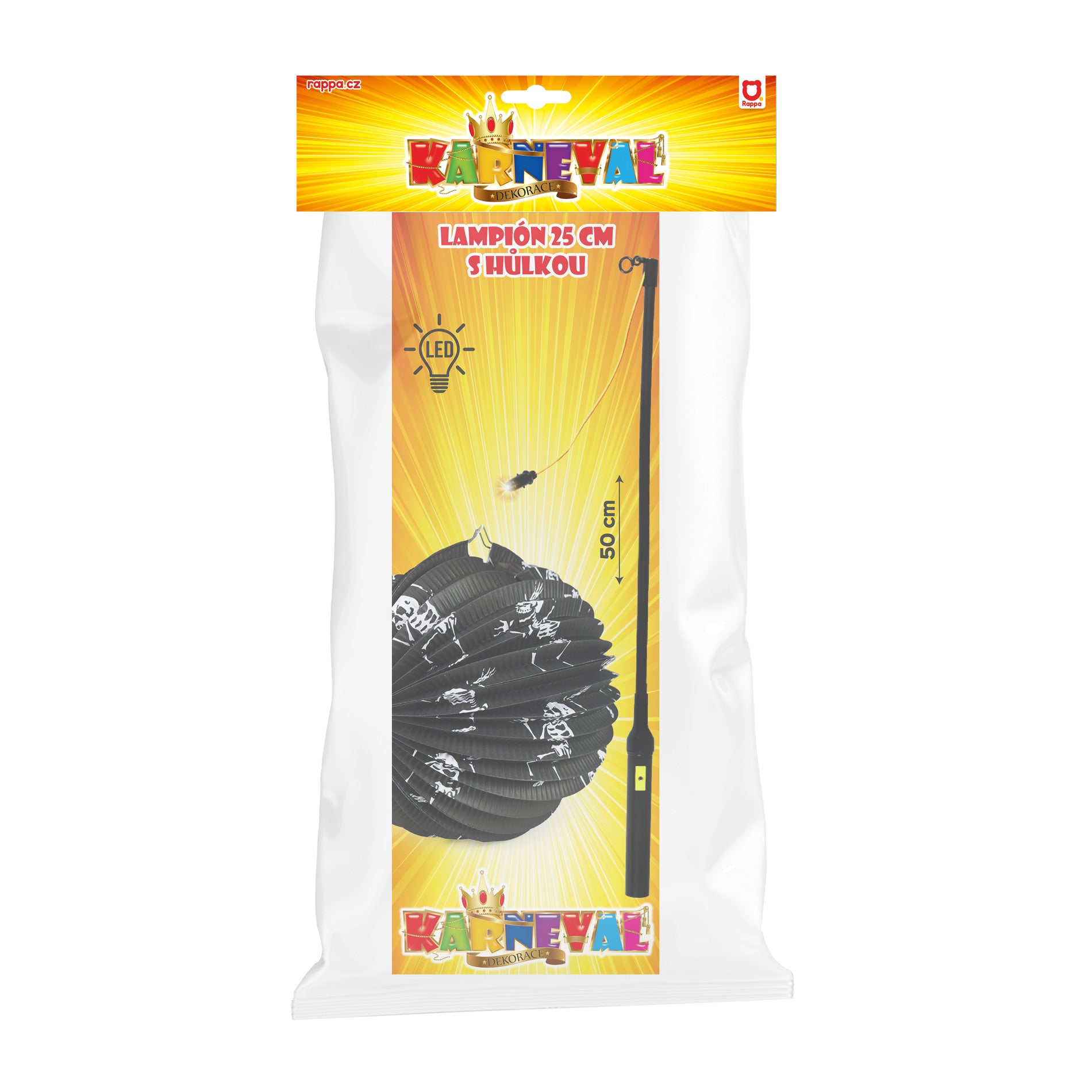 Lantern Halloween Skelet 25cm Stick 50cm
