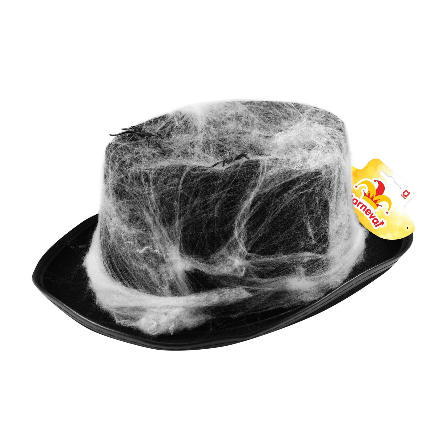 Fekete kalap pókhálóval és pókokkal felnőtteknek