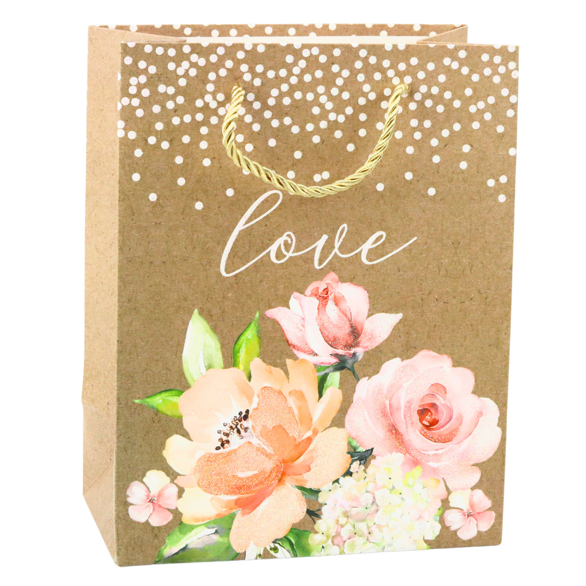 Gift Bag Love Inscription Flowers 23 X 18 X 10.5 Cm