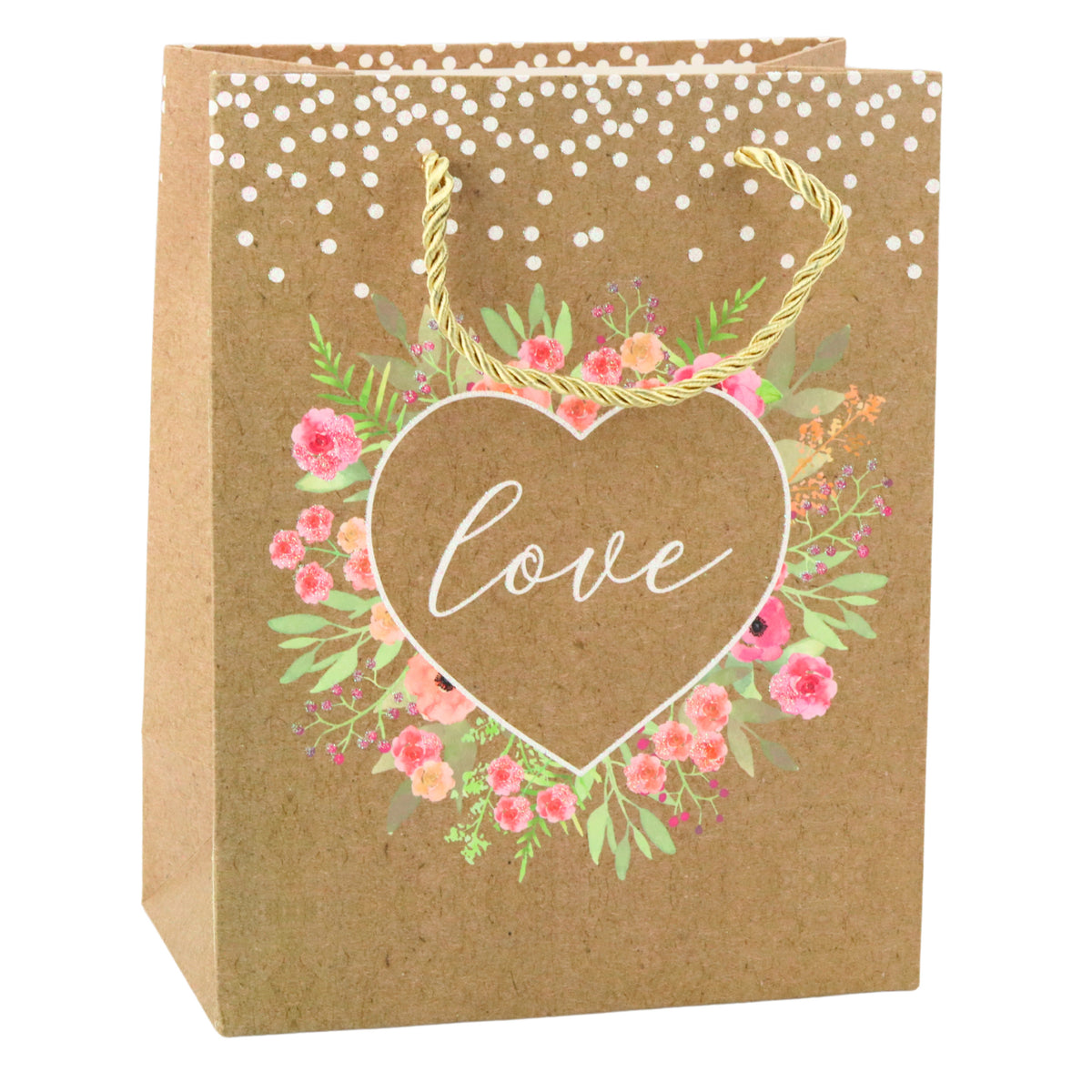 Gift Bag Love Inscription Flowers 23 X 18 X 10.5 Cm