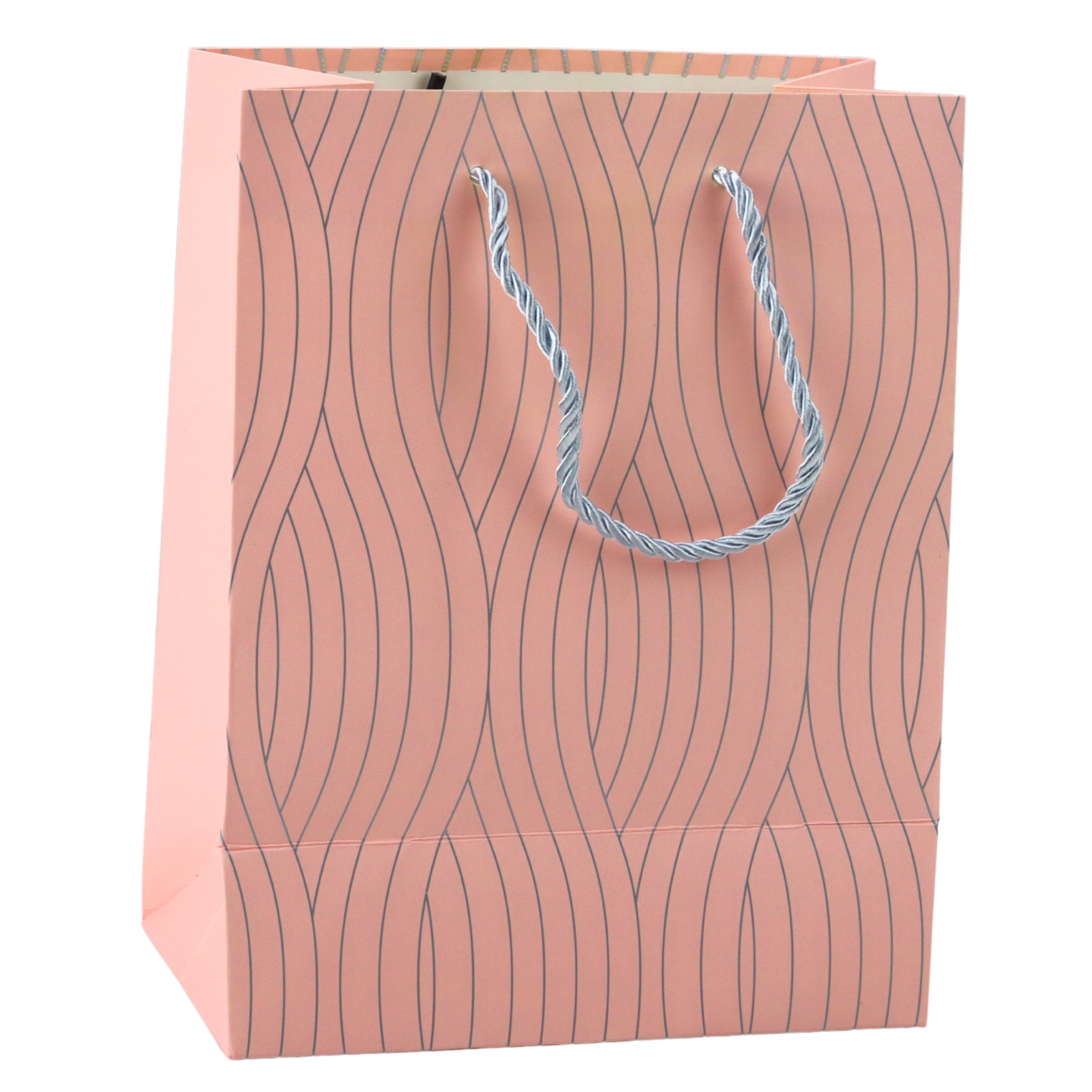 Paper Gift Bag Silver Wavy Lines 23 X 18 X 10.5 Cm