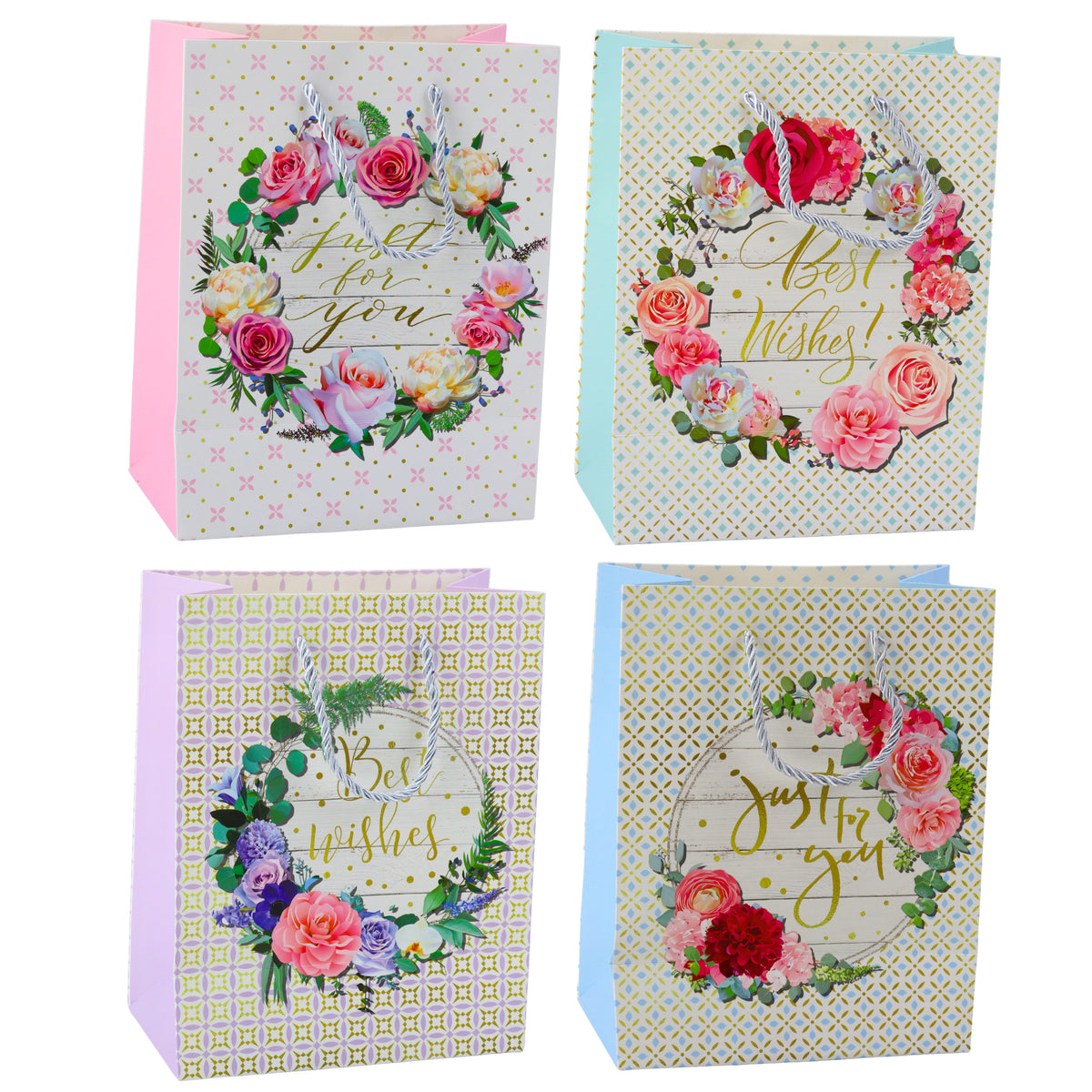 Gift Bag Patterns Flowers Best Wishes 23 X 18 X 10.5 Cm