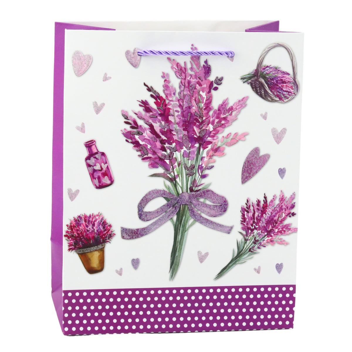 Lavender Paper Gift Bag Glitter Elements 23 X 18 X 10.5 Cm