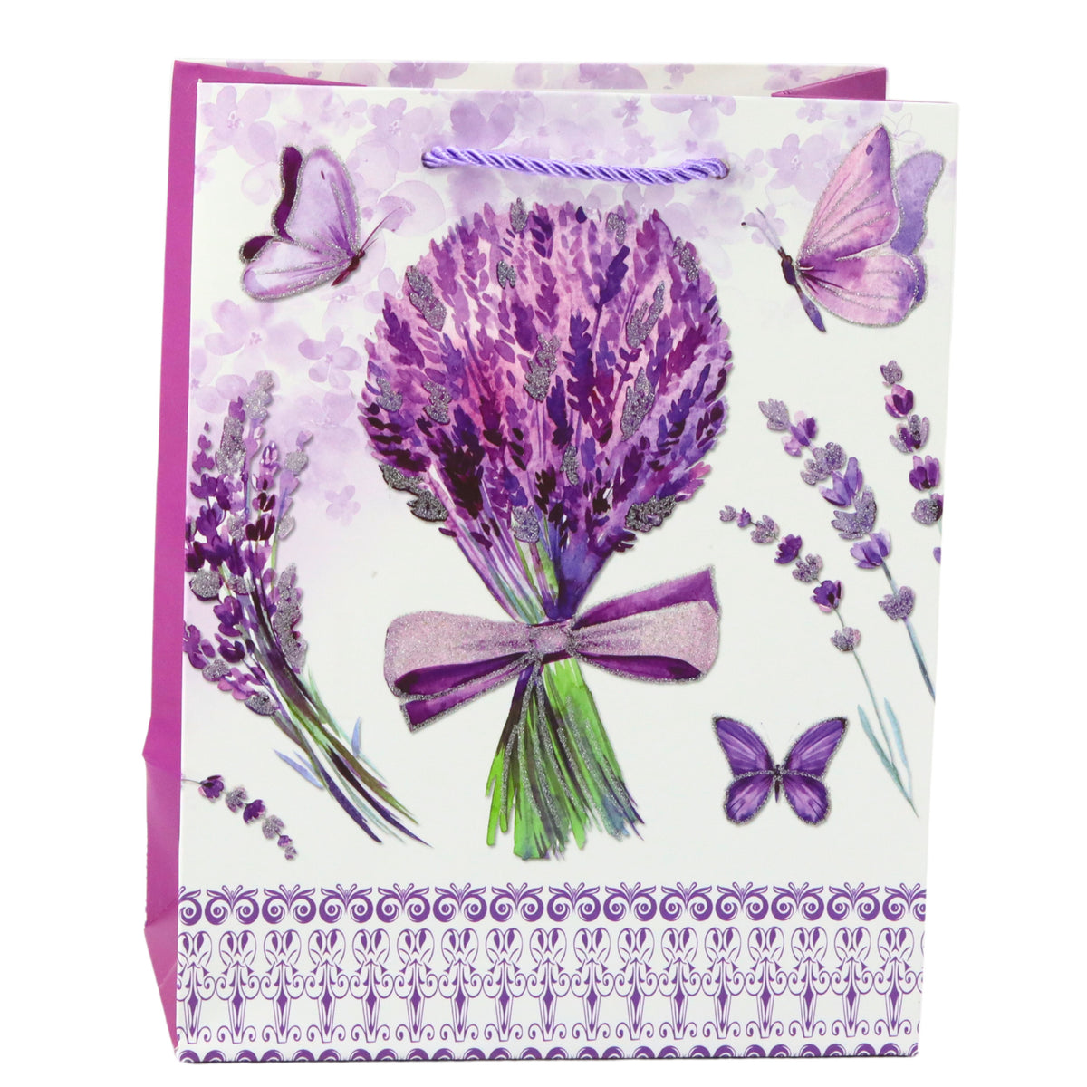 Lavender Paper Gift Bag Glitter Elements 23 X 18 X 10.5 Cm