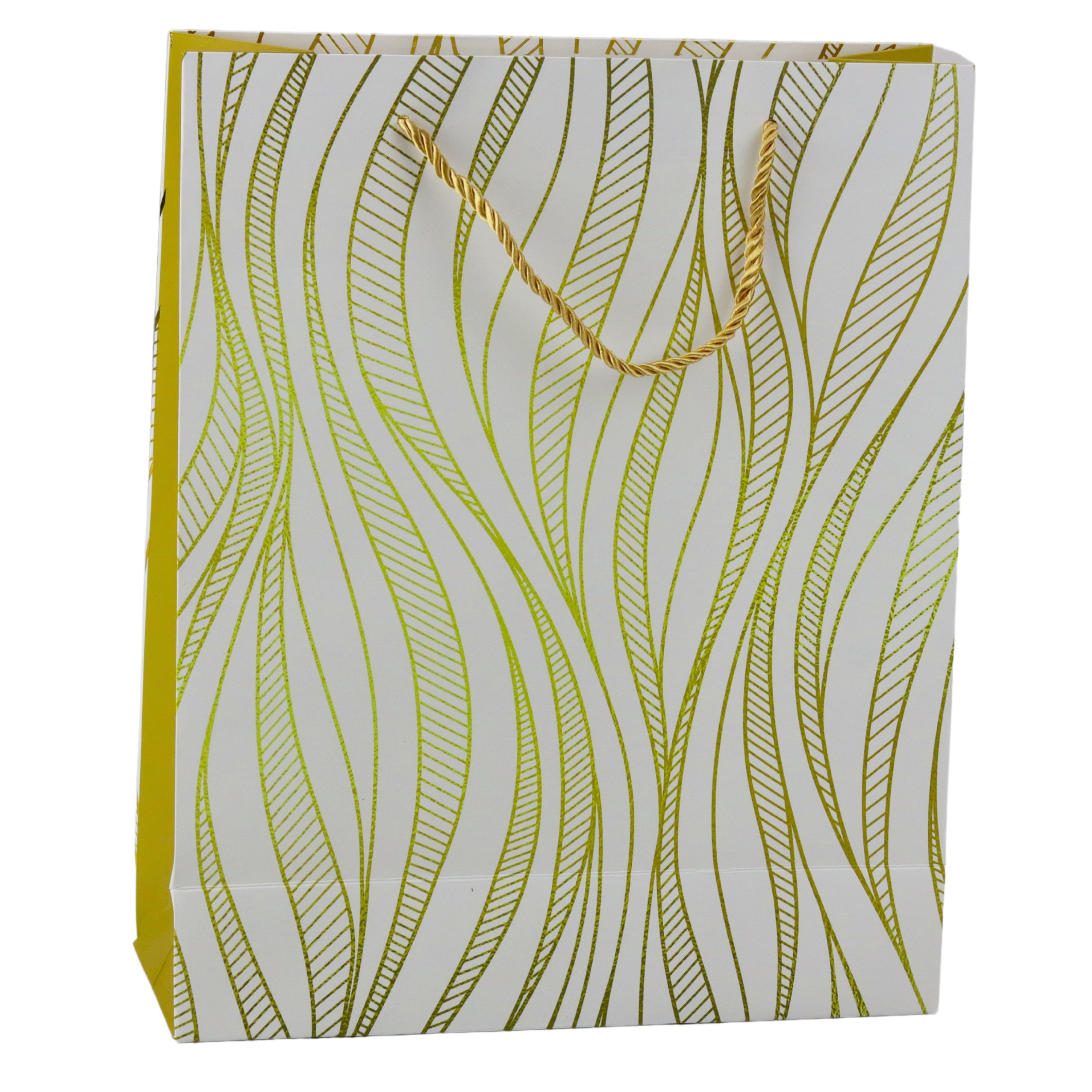 Paper Gift Bag Wavy Lines Gold 32 X 26 X 12 Cm
