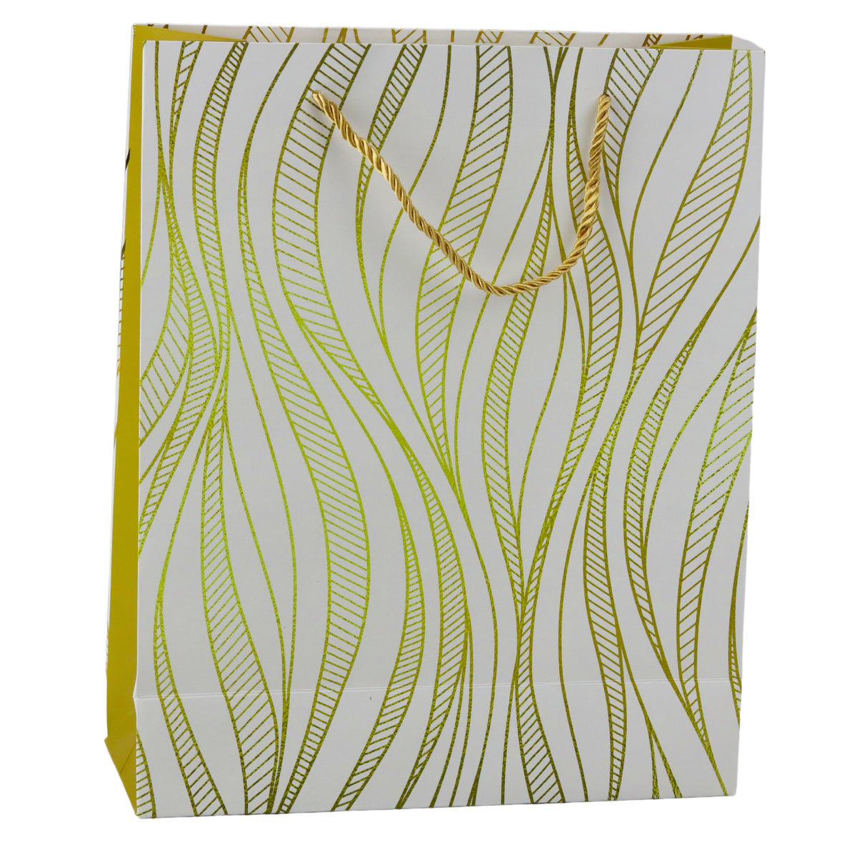 Paper Gift Bag Wavy Lines Gold 32 X 26 X 12 Cm
