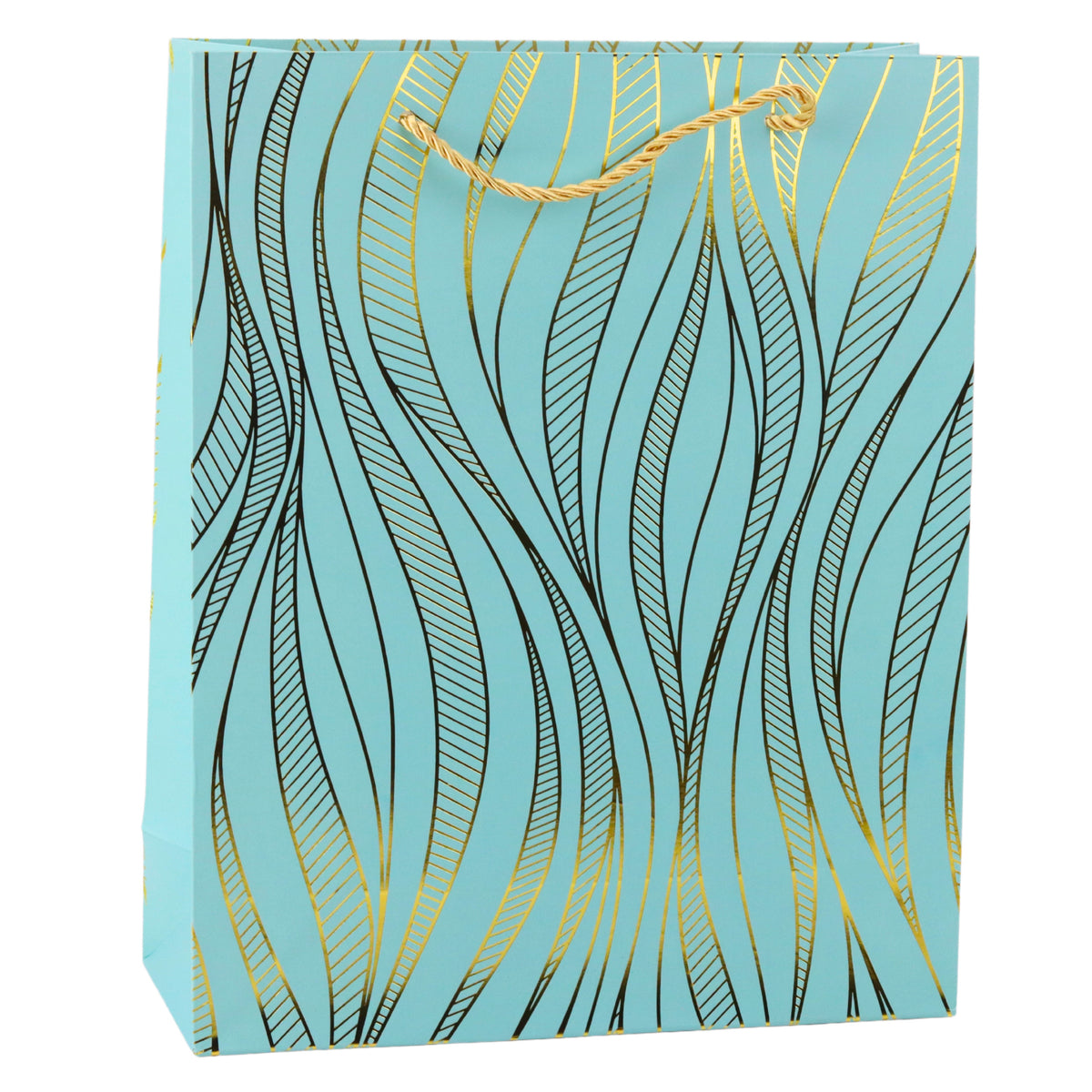 Paper Gift Bag Wavy Lines Gold 32 X 26 X 12 Cm
