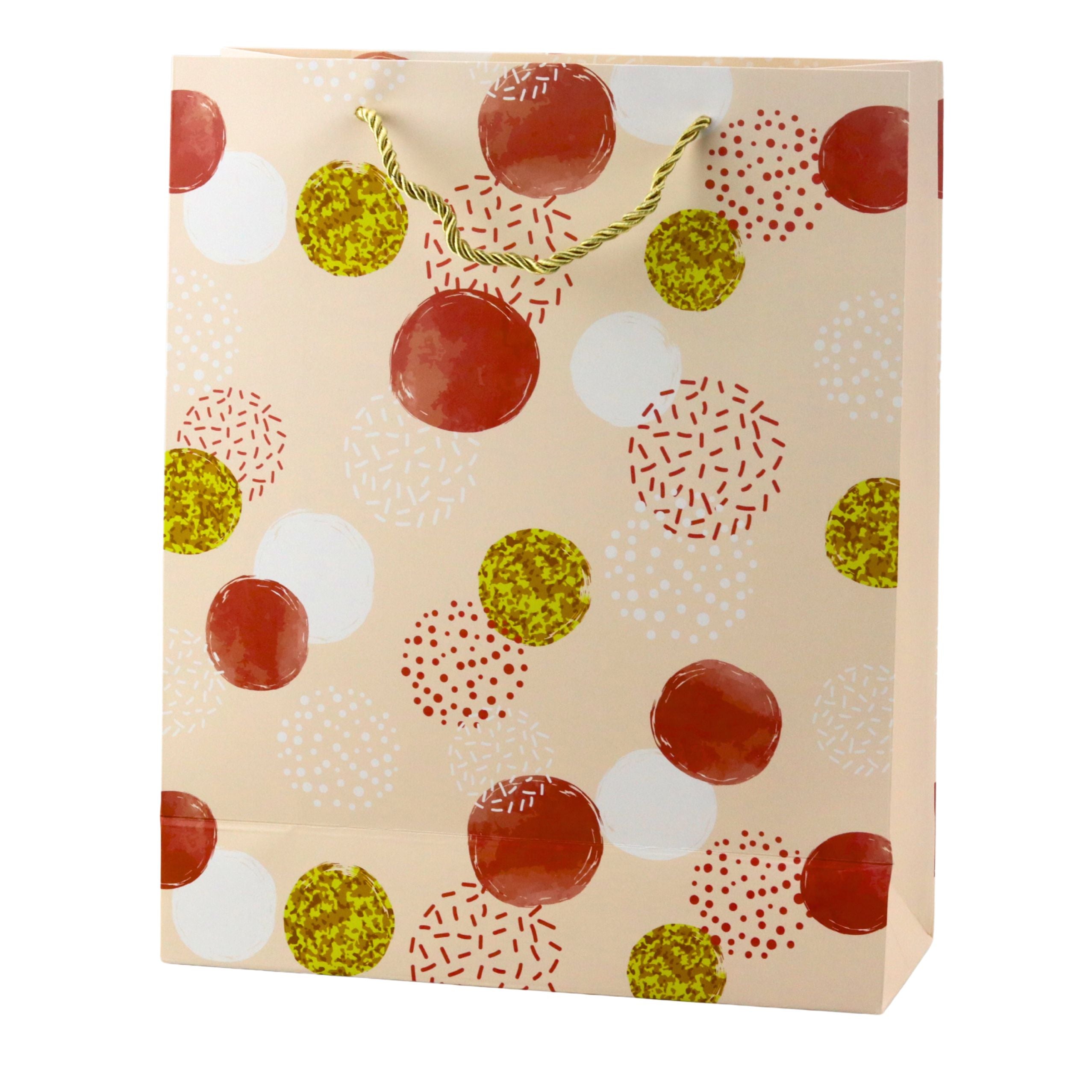 Gift Bag Dot Pattern Gold Pastel 32 × 26 × 10 Cm