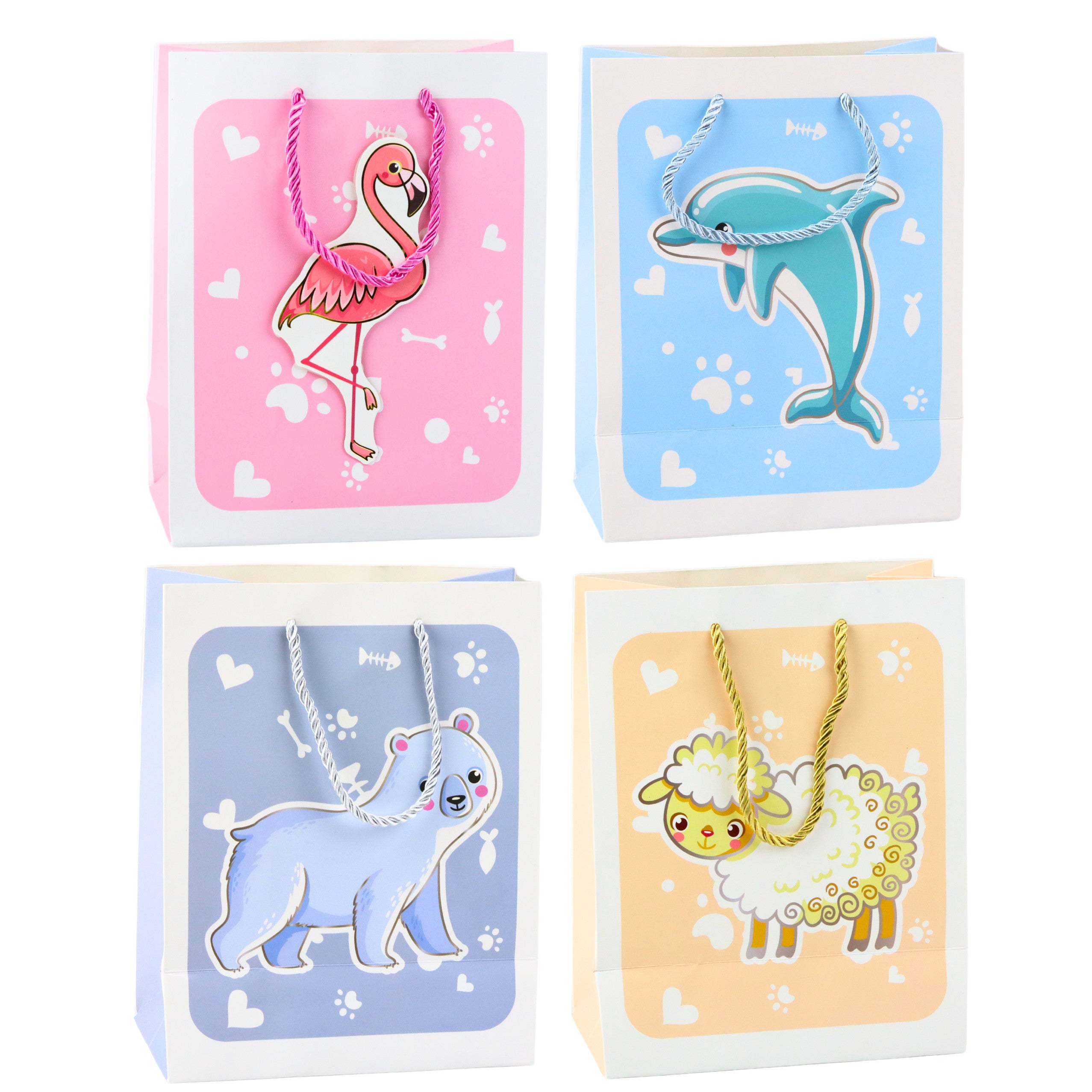 Gift Bag 3d Animals Pastel 23x 18 X 10cm