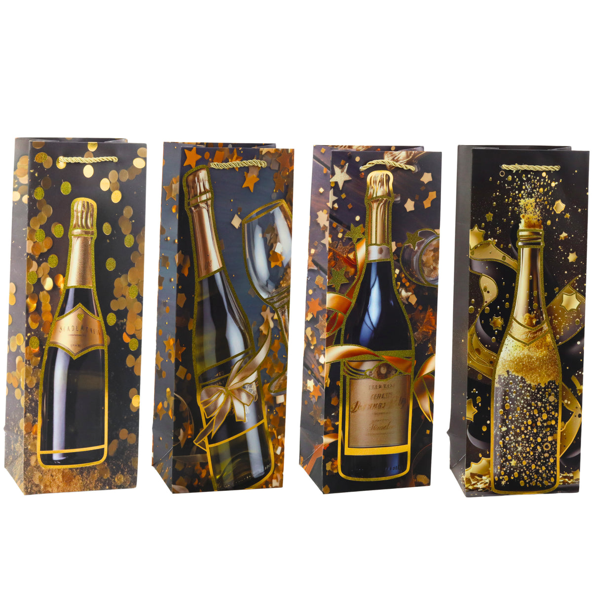 Wein-Geschenktüte, Papierflasche, Champagner, 35 x 12 x 9 cm