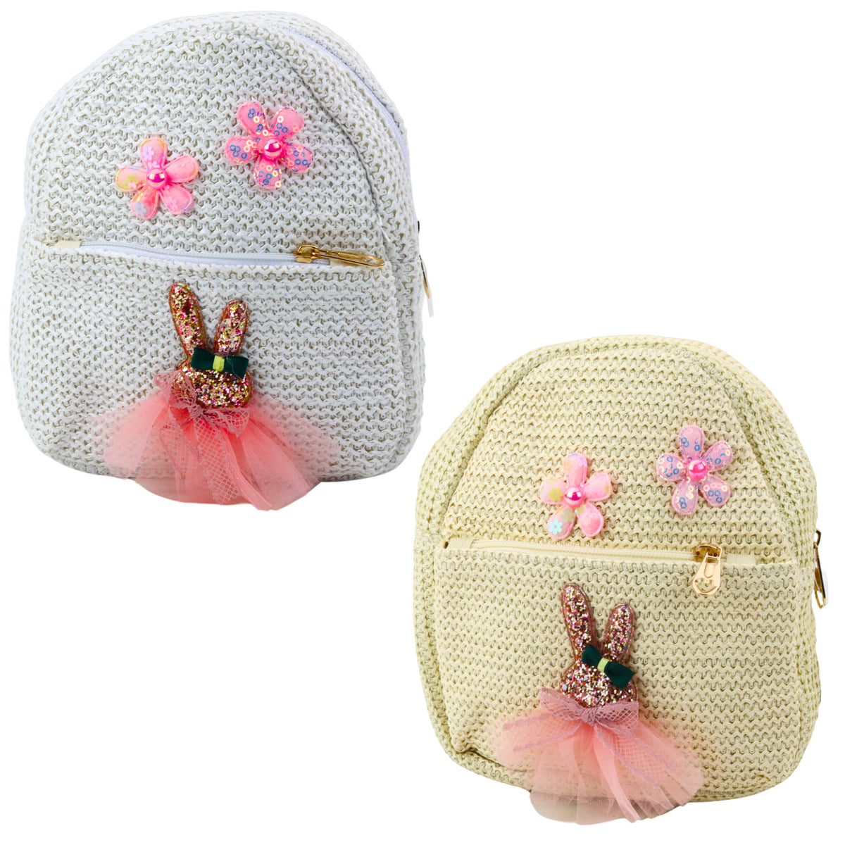 Mochila Infantil Coelho Bordado Em Vestido Flores 2,5l 20cm