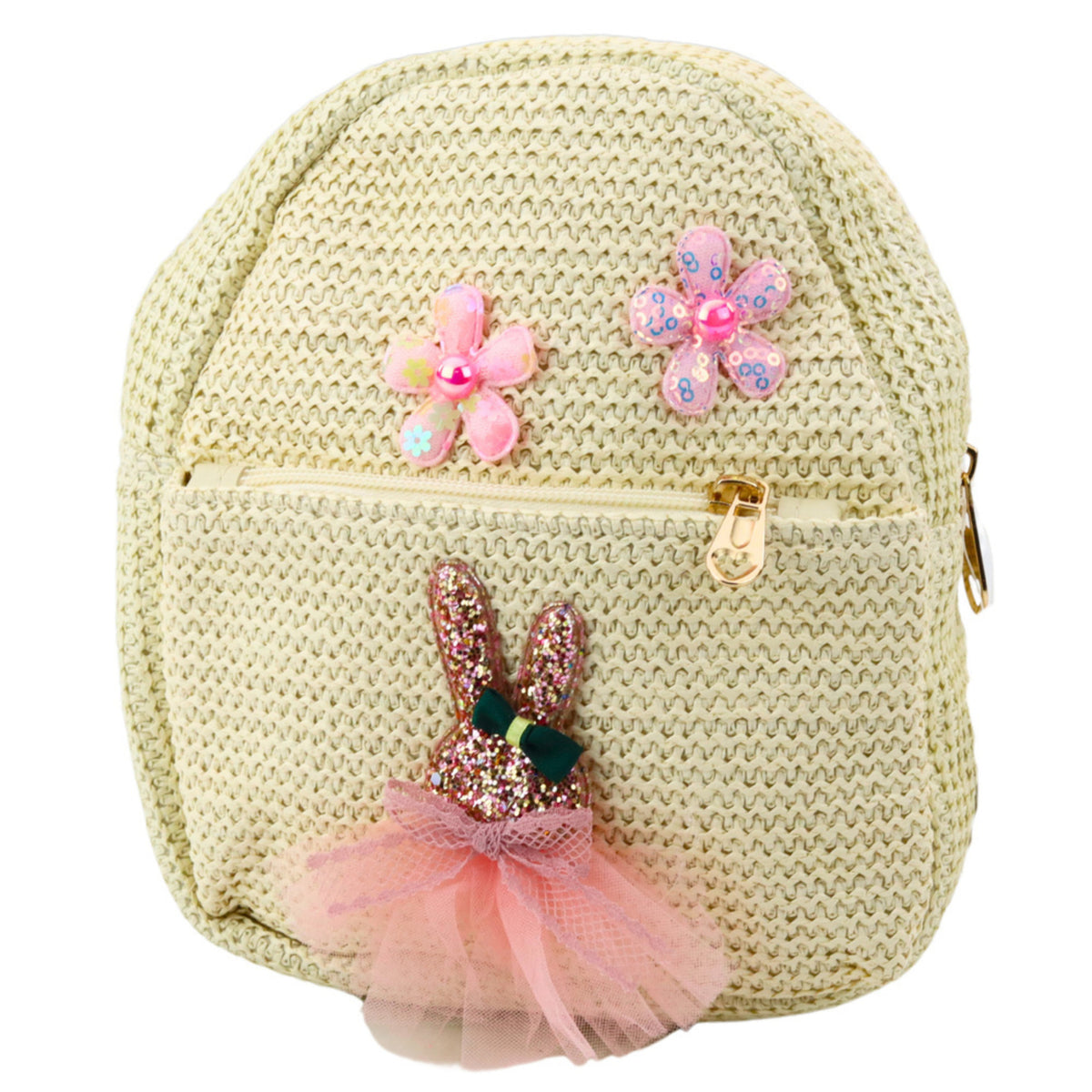 Barnryggsäck Broderad Kanin I Klänning Blommor 2,5l 20cm