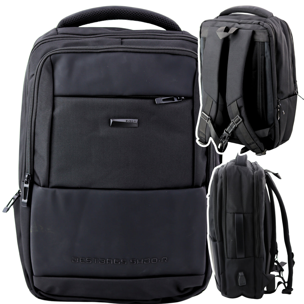 City Business Backpack Usb Chest Strap Black 26l 45cm