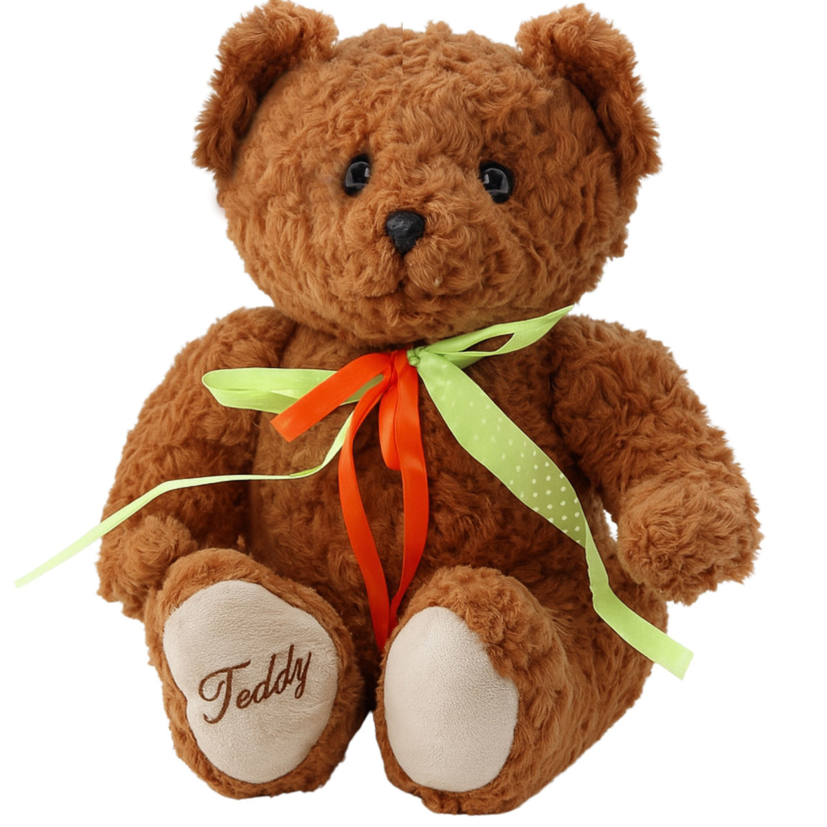 Plush Toy Teddy Bear Green-red Bow Brown 30cm