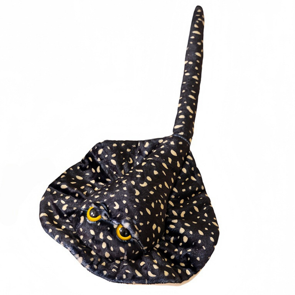 Plush Stingray Mascot Cuddly Toy Black Dotted 50cm