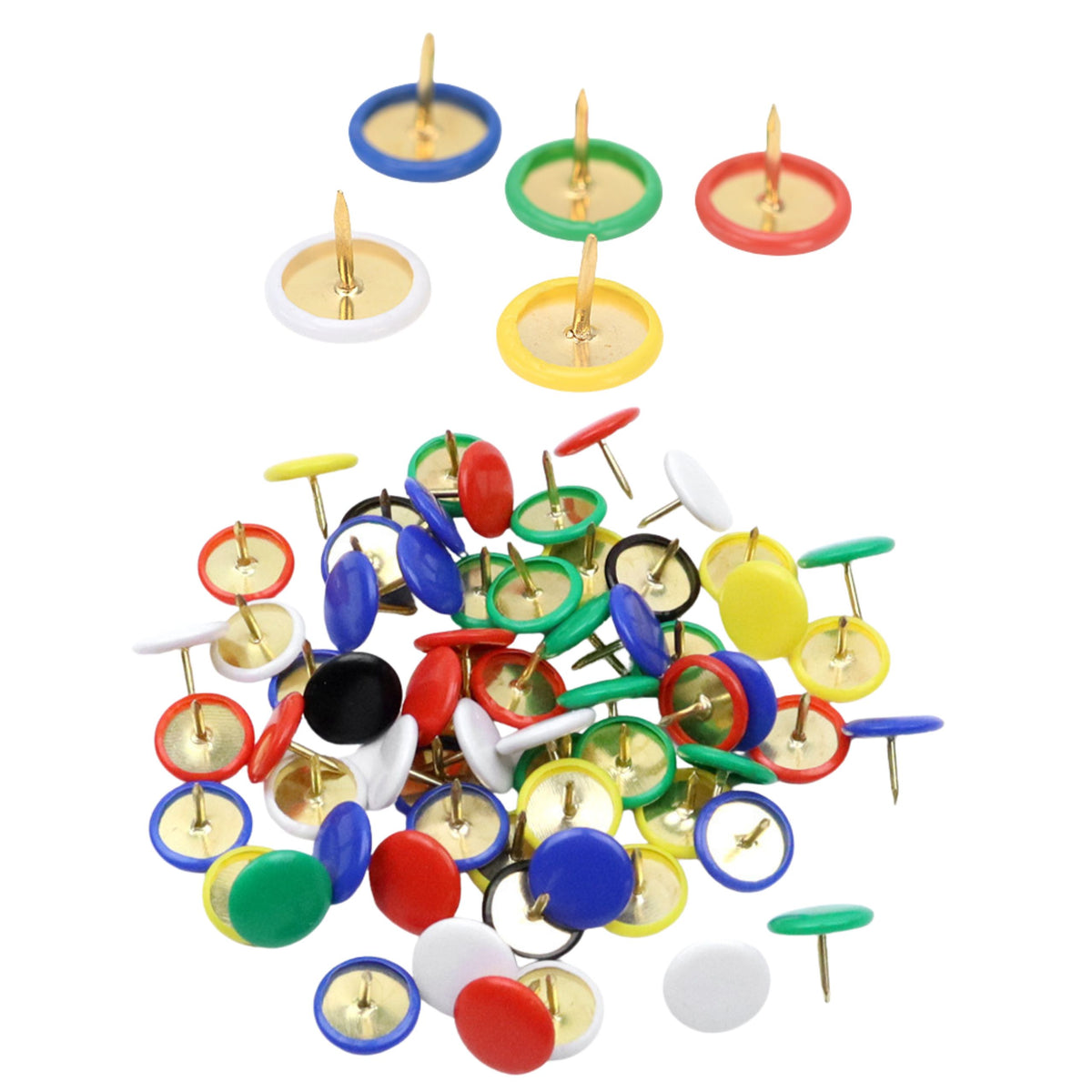 Set Of Flat Head Pushpins For Office And School Colored 90 Pcs.