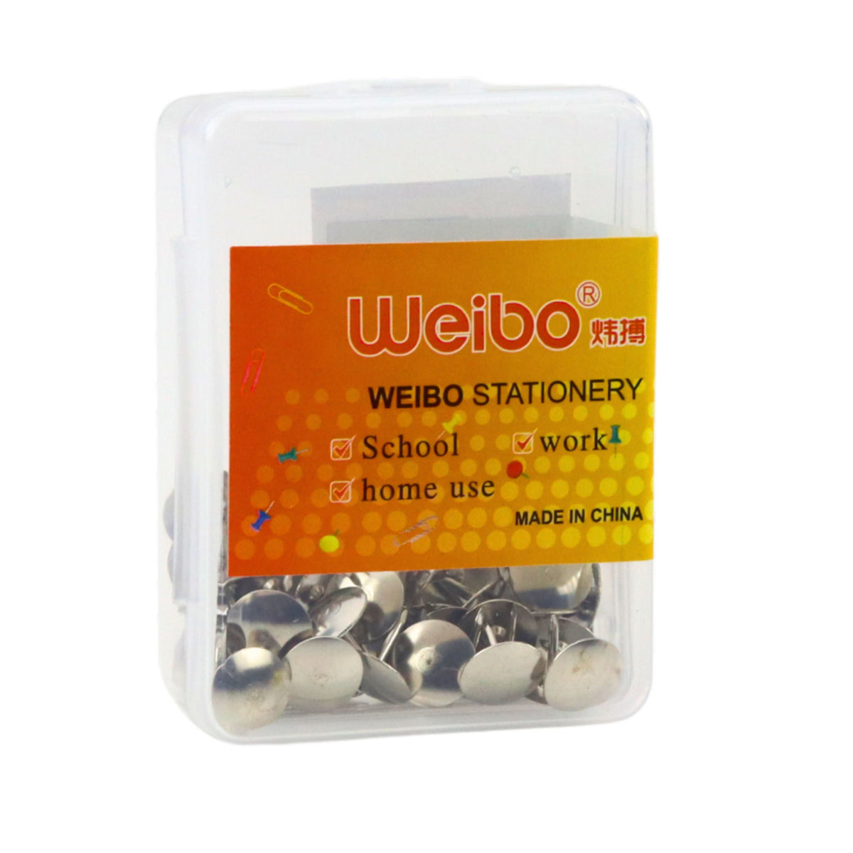 Set Of Flat Head Pushpins For Office And School Silver 40 Pcs.