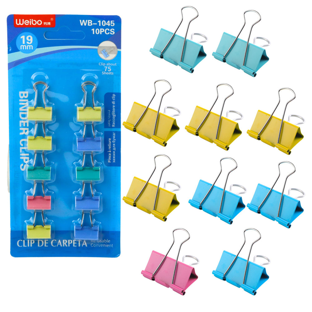 Set Of 10 Colored Paper Clips 19mm