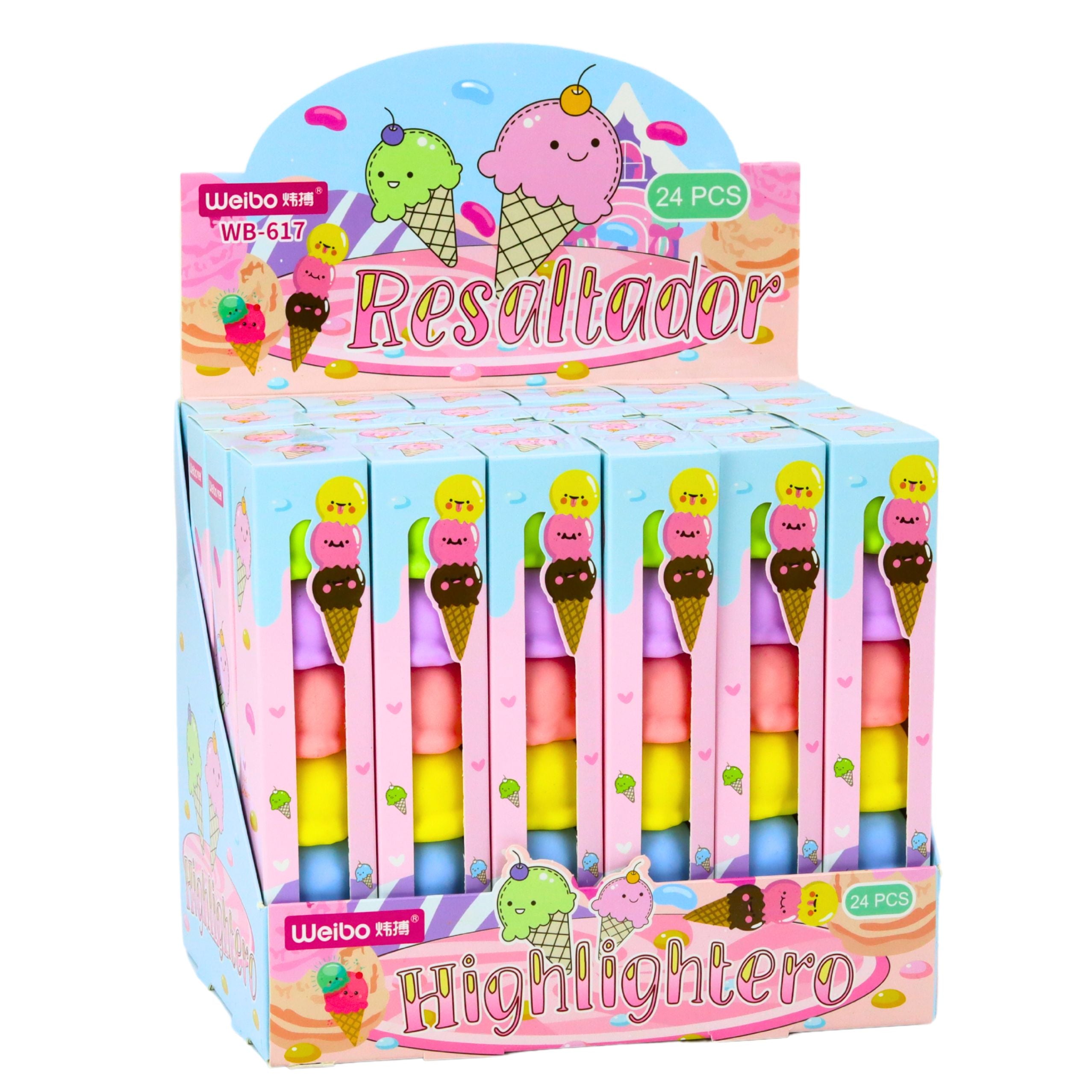 Ice Cream Cone Ice Cream Scoops Highlighters 5 Pastel Colors 18cm