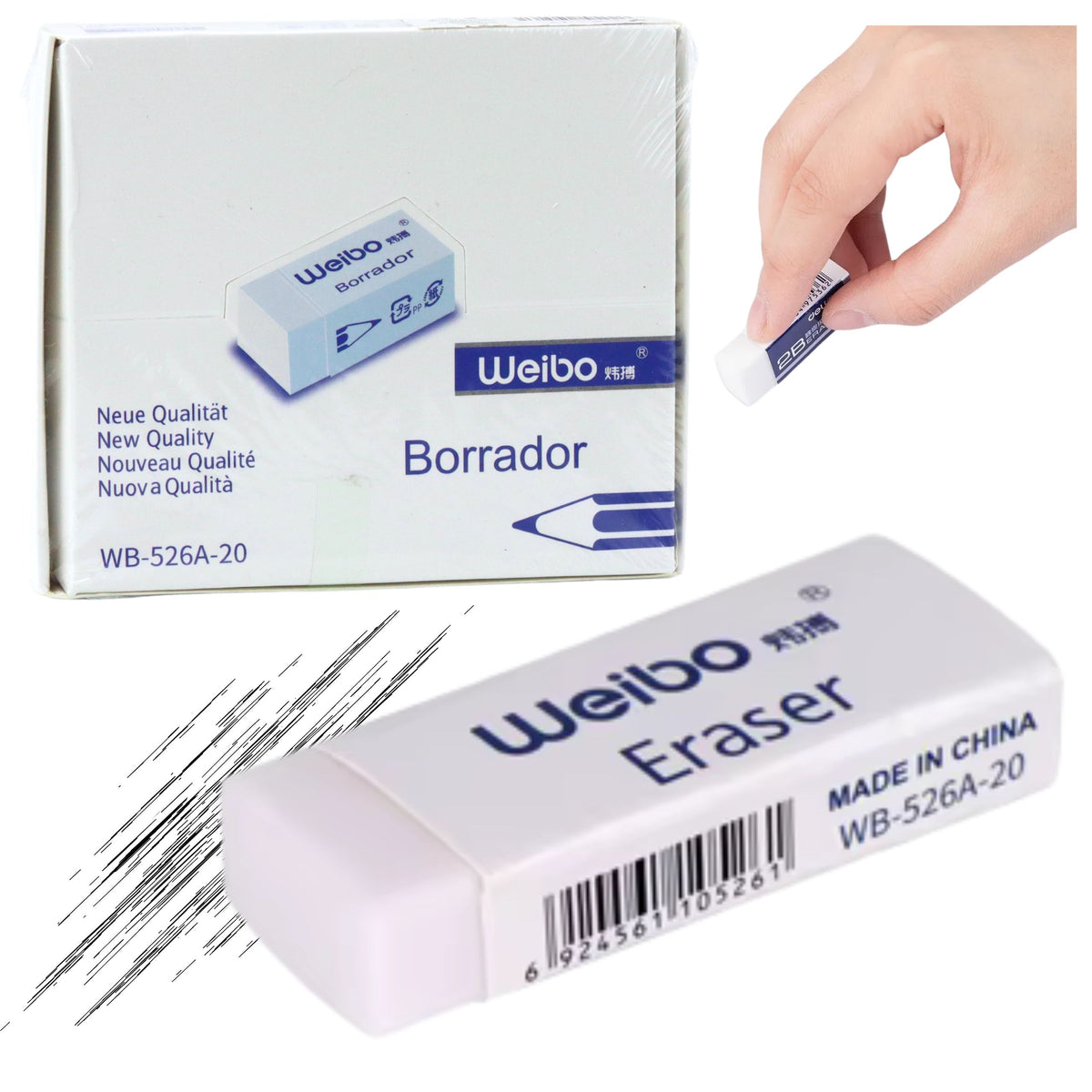 Weißer Radiergummi für Schulbüros Wb-526a -20 6 cm