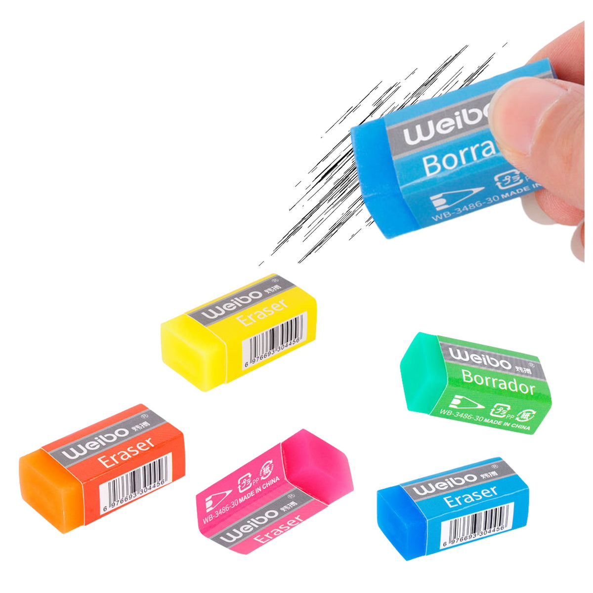 School Office Colored Eraser Wb-3486-20 6cm Mix