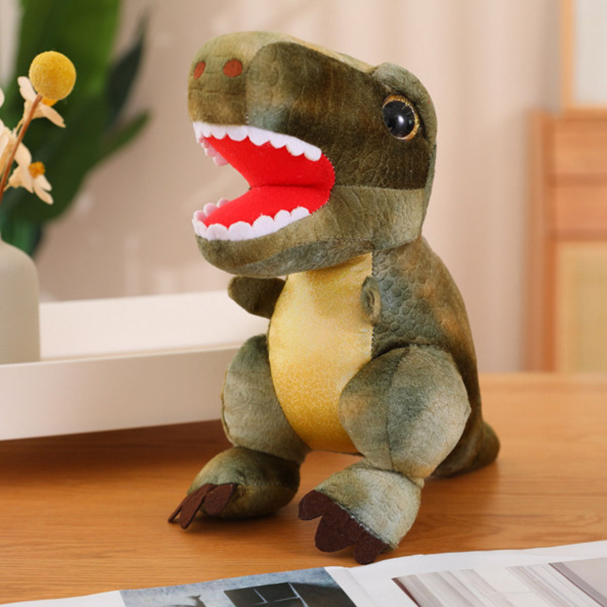 Peluche Dinosaure Peluche à Peau Texturée Vert 32cm