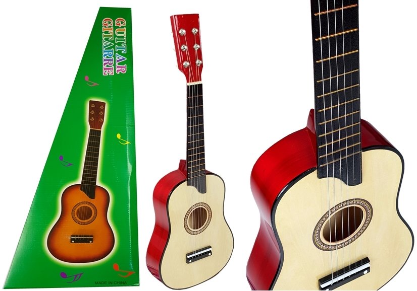 Wooden Guitar With Pick Beige