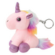 Plush Unicorn Keychain Metal Ring Pink 12cm