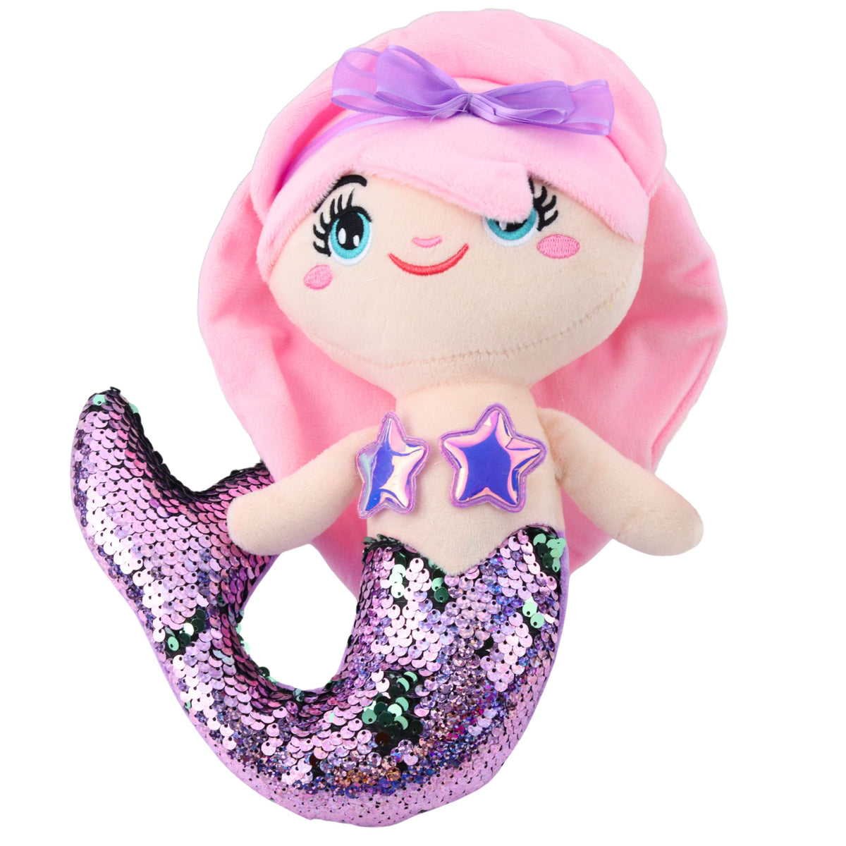 Plush Mermaid Cuddly Toy Tail Sequins Two-color Purple 28cm