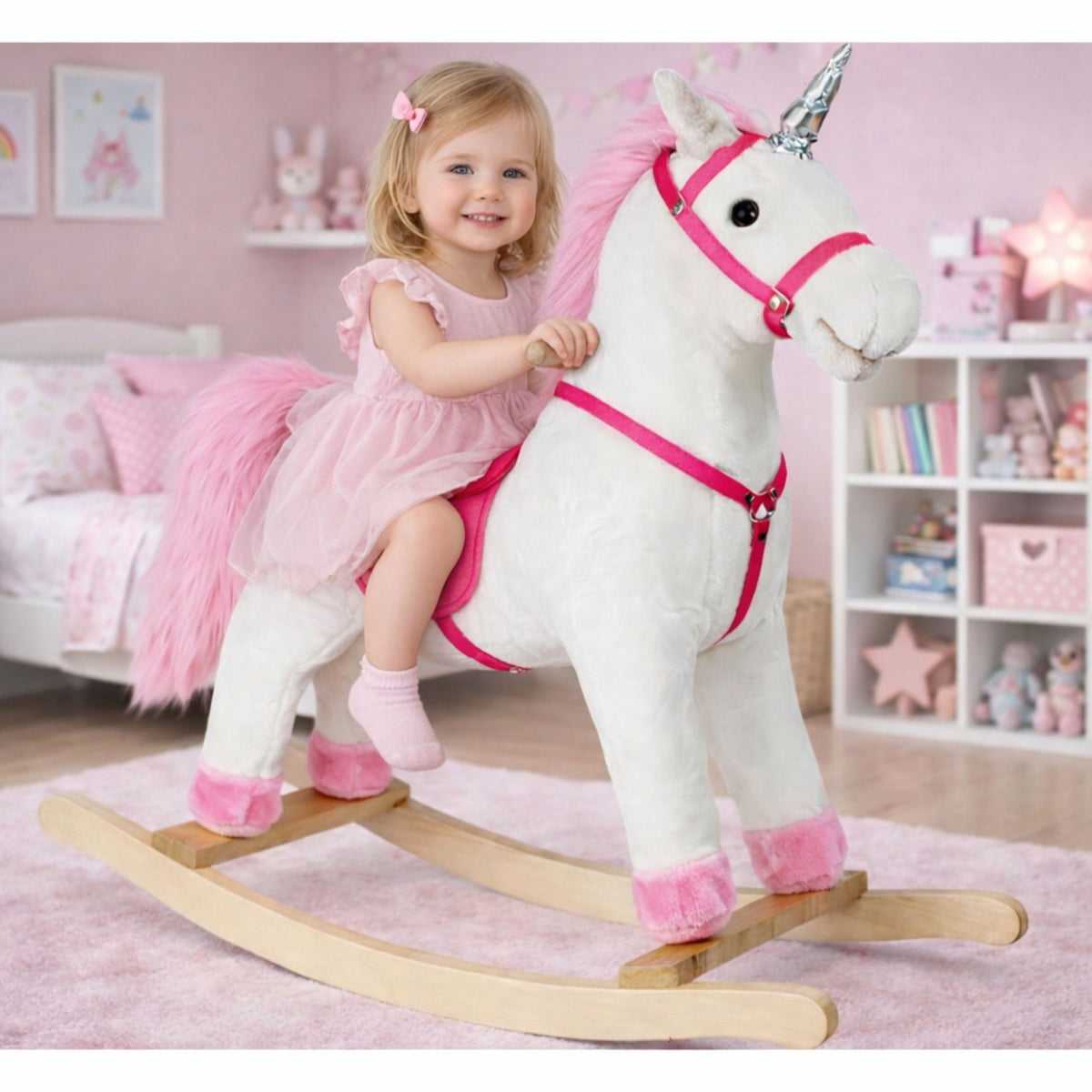 Running Horse Unicorn White Sounds Moves ormány farok 74 cm