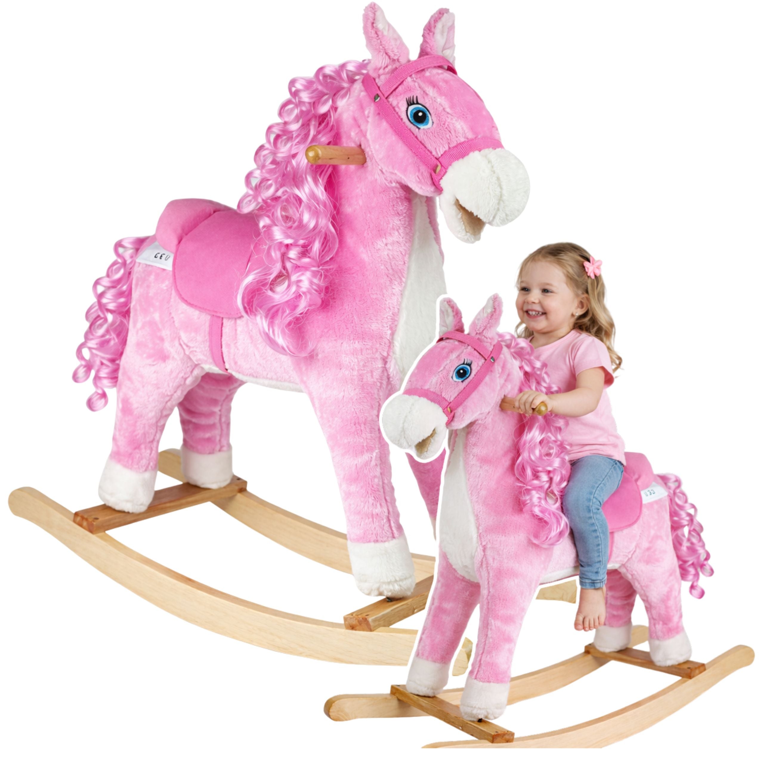 Rocking Horse Sounds Moving Mouth Tail Pink 74 Cm