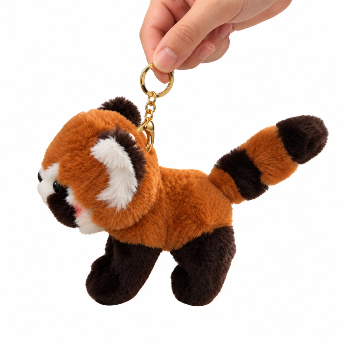 Peluche Panda Rouge Mascotte Porte-clés Anneau Mousqueton 13cm