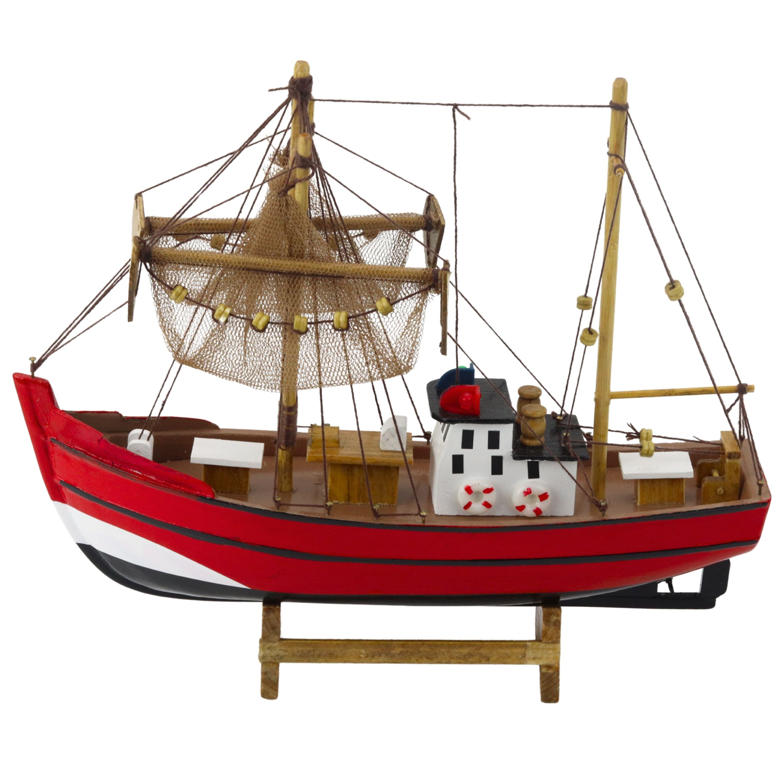 Collectible Decorative Model Fishing Boat Red 30x26cm