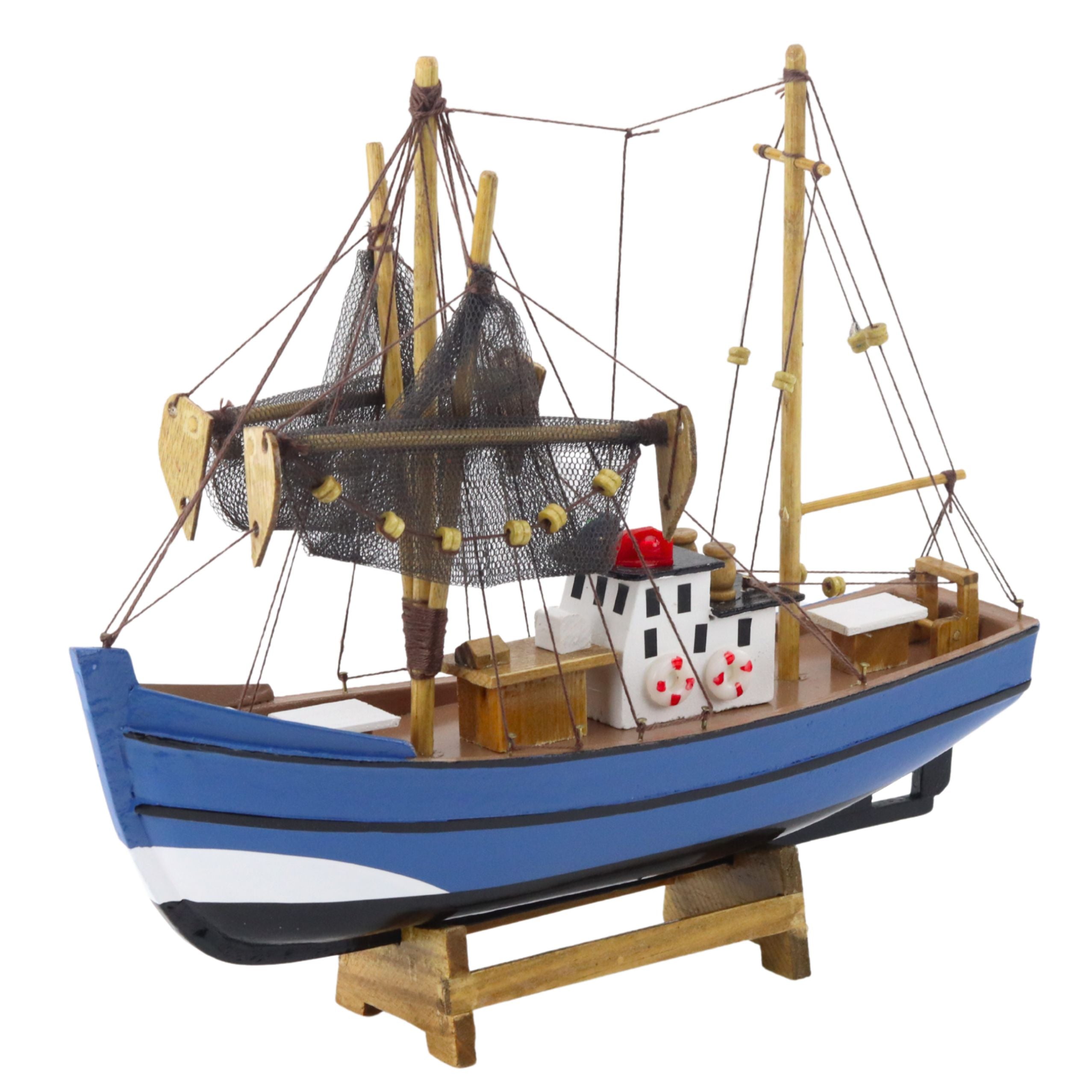 Collectible Decorative Model Fishing Boat Ship Blue 30x26cm