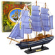 Collectible Model Decorative Sailing Ship White And Blue 33x31cm
