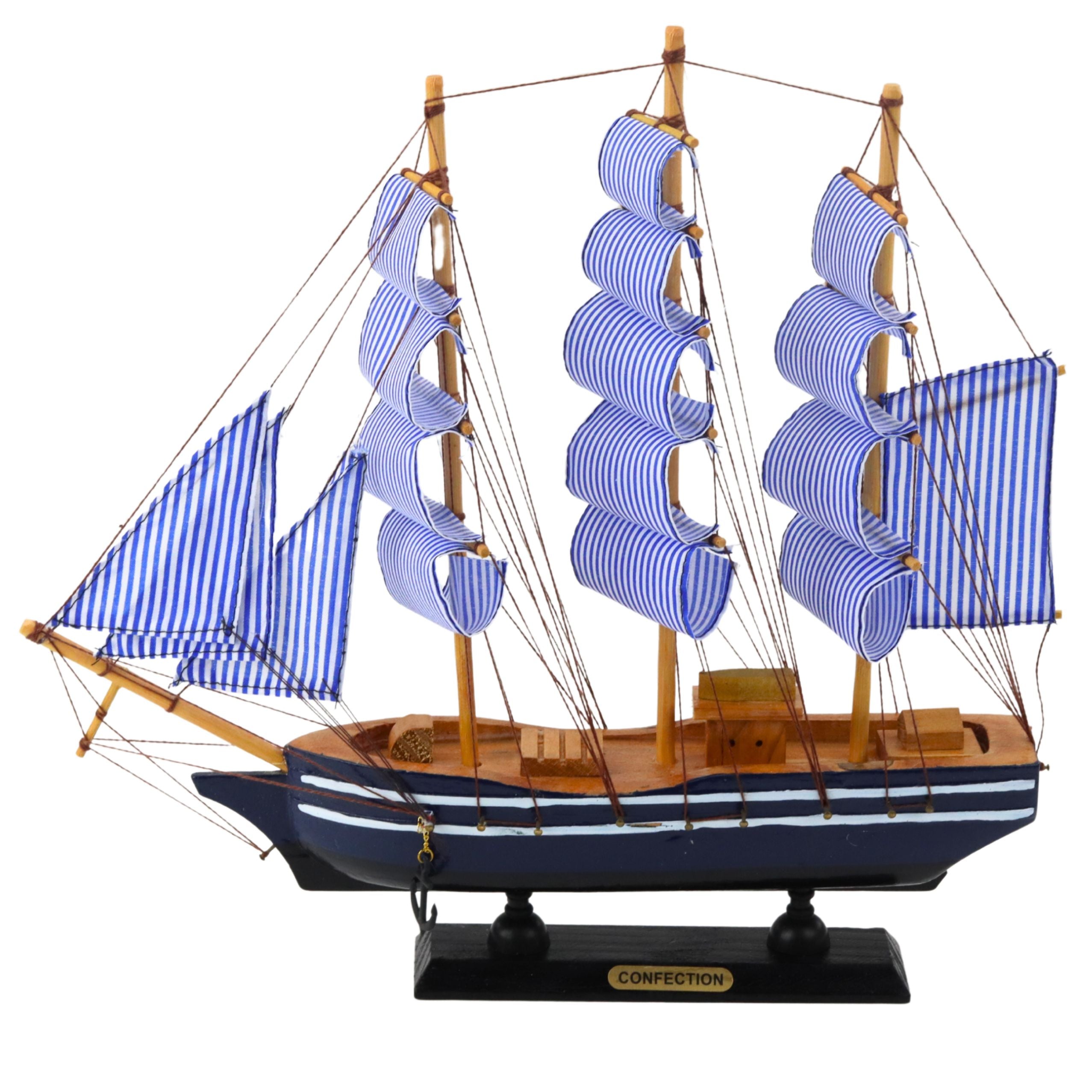 Collectible Model Decorative Sailing Ship White And Blue 33x31cm
